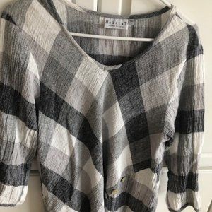 Habitat Black and White Cotton Gauze Tunic Top